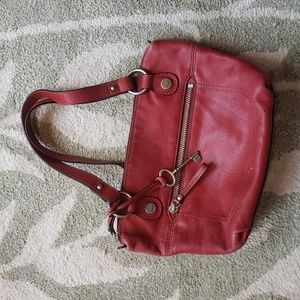 Fossil red leather handbag